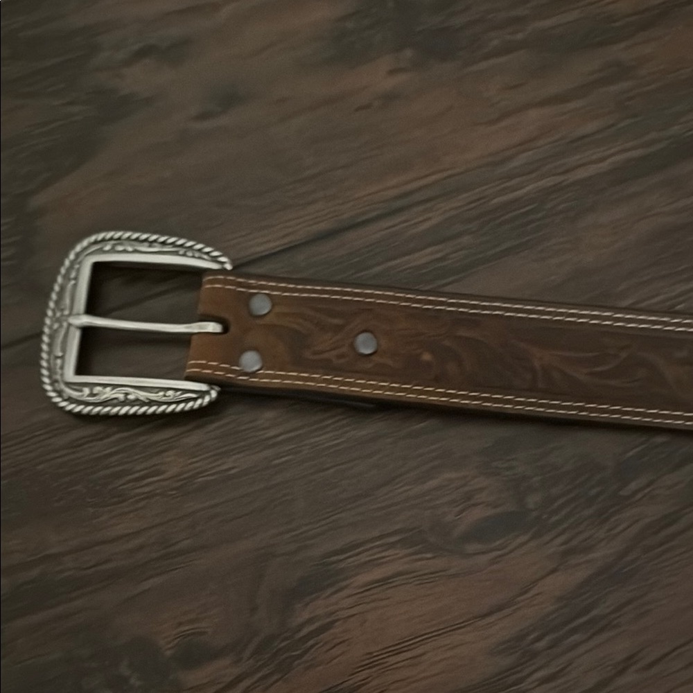 Ariat Brown Leather Belt with Silver Buckle